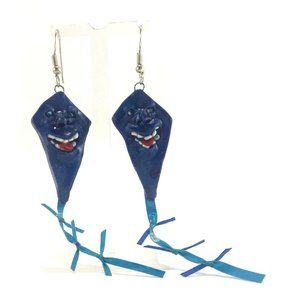 Hedz Polymer Clay Anthropomorphic Kite Earrings Silver Tone Artisan Made NWOT